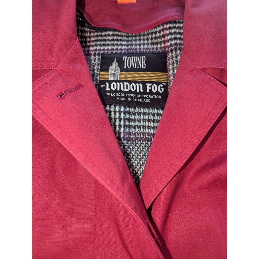 London Fog Rain Coat Womens 18W Zip Out Liner Burgundy Red